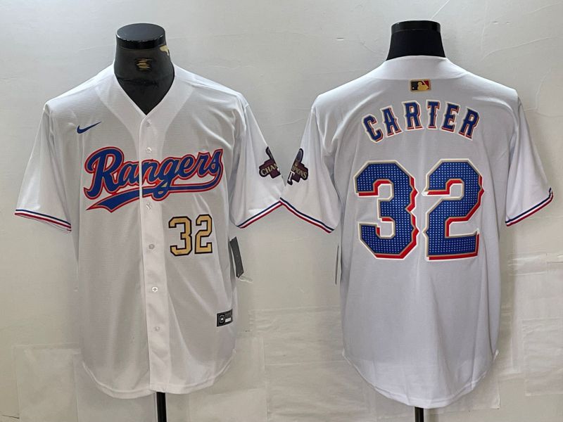 Men Texas Rangers 32 Carter White Champion Game Nike 2024 MLB Jersey style 4